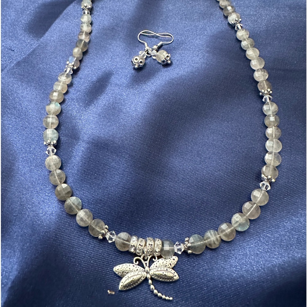 Natural LABRODITE… Faceted, silver jump rings., earrings included